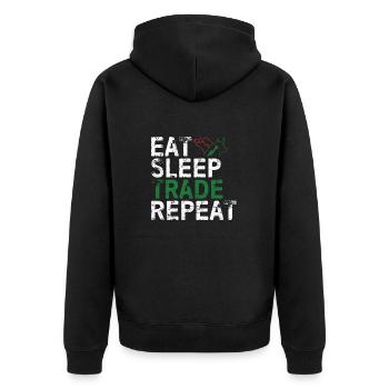 Eat Sleep Trade Repeat Day Stock Trading Fan Stock - Unisex Premium Organic Zip Hoodie - black - Back - Nico (187cm)