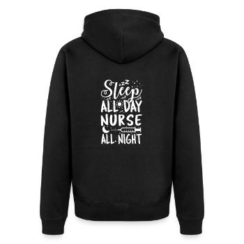 Schlafen Sie den ganzen Tag Krankenschwester die ganze Nacht - Unisex Premium Bio Zip Hoodie - Schwarz - Hinten - Nico (187cm)
