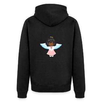 Christkind Afrodeutsch Afroamerikanisch Schwarz - Unisex Premium Bio Zip Hoodie - Schwarz - Hinten - Nico (187cm)
