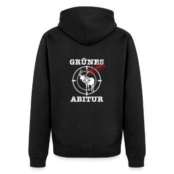 Jagdschein Jägerprüfung Grünes Abitur Bestanden - Unisex Premium Bio Zip Hoodie - Schwarz - Hinten - Nico (187cm)