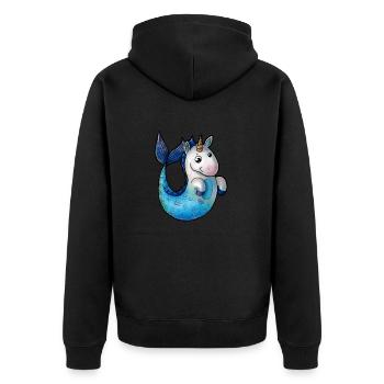 Einhornmeerjungfrau Comic - Unisex Premium Bio Zip Hoodie - Schwarz - Hinten - Nico (187cm)