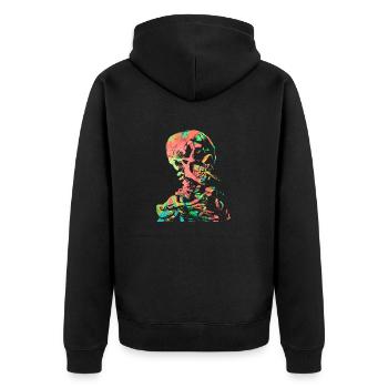 Van Gogh Cigarrette Skull Krawatte Dye - Unisex Premium Bio Zip Hoodie - Schwarz - Hinten - Nico (187cm)