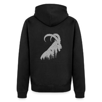 Steinbock - Unisex Premium Bio Zip Hoodie - Schwarz - Hinten - Nico (187cm)