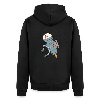 ROCKET ROBOT - Unisex Premium Bio Zip Hoodie - Schwarz - Hinten - Nico (187cm)