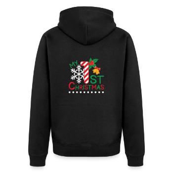 MY 1ST CHRISTMAS - Unisex Premium Bio Zip Hoodie - Schwarz - Hinten - Nico (187cm)