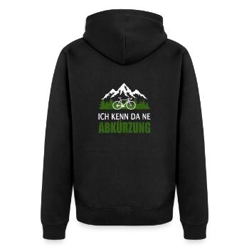 Ich kenn da ne Abkürzung Berg Wander Fahrrad - Unisex Premium Bio Zip Hoodie - Schwarz - Hinten - Nico (187cm)