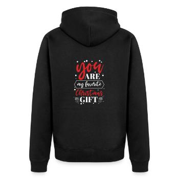 YOU ARE MY FAVORITE CHRISTMAS GIFT - Unisex Premium Bio Zip Hoodie - Schwarz - Hinten - Nico (187cm)