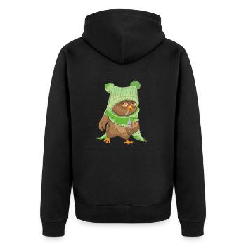 Eule, Schnupfen, Krank Nachthemd, Schlafanzug, Owl - Unisex Premium Bio Zip Hoodie - Schwarz - Hinten - Nico (187cm)