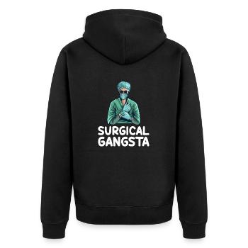 Chirurgische Gangsta Chirurgischer Technologe Tech Funny - Unisex Premium Bio Zip Hoodie - Schwarz - Hinten - Nico (187cm)