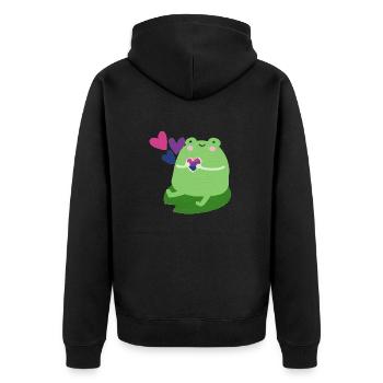 Grenouille douce avec des couleurs de drapeau de fierté bisexuelle - Veste à capuche bio Premium Unisexe - noir - Dos - Nico (187cm)