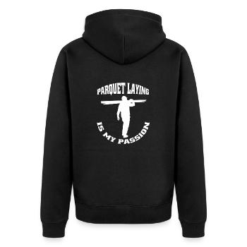 Parquet layers Carpet layers Floor layers Floor layers - Unisex Premium Organic Zip Hoodie - black - Back - Nico (187cm)