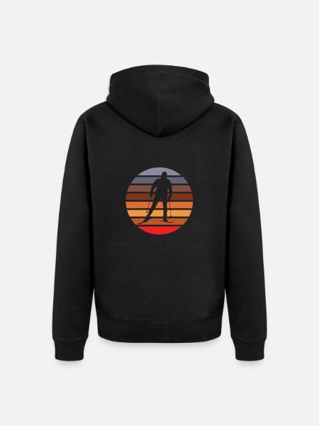 Ski Langlauf Langläufer - Unisex Premium Bio Zip Hoodie - Schwarz