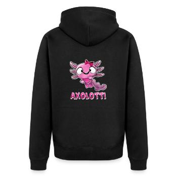 Axolotti Axolotl Mädchen - Unisex Premium Bio Zip Hoodie - Schwarz - Hinten - Nico (187cm)