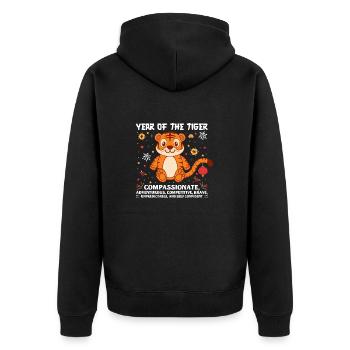 2022 L’année du tigre Chine Horoscope Bonheur Argent - Veste à capuche bio Premium Unisexe - noir - Dos - Nico (187cm)