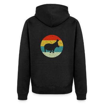 Retro Vintage Nilpferd - Unisex Premium Bio Zip Hoodie - Schwarz - Hinten - Nico (187cm)