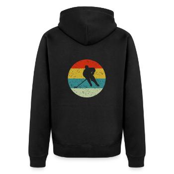 Hockey - Unisex Premium Bio Zip Hoodie - Schwarz - Hinten - Nico (187cm)