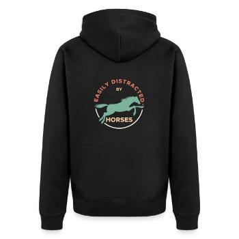 Easily Distracted By Horses Horse Rider Horses - Unisex Premium Bio Zip Hoodie - Schwarz - Hinten - Nico (187cm)