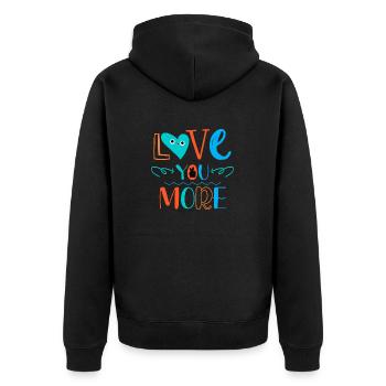 I love you more - Unisex Premium Organic Zip Hoodie - black - Back - Nico (187cm)