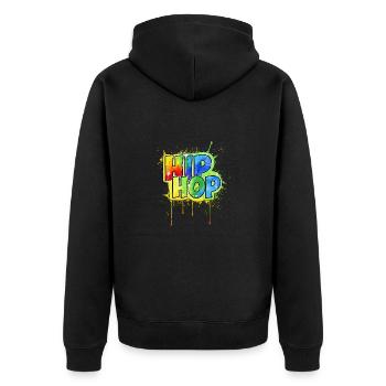 hip hop - Unisex Premium Bio Zip Hoodie - Schwarz - Hinten - Nico (187cm)