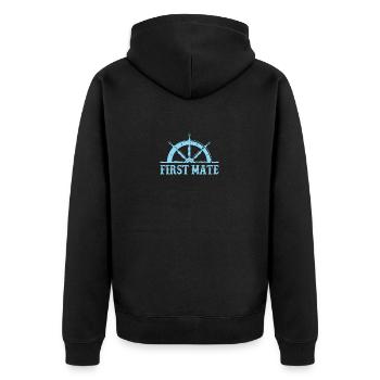 First Mate - Unisex Premium Bio Zip Hoodie - Schwarz - Hinten - Nico (187cm)
