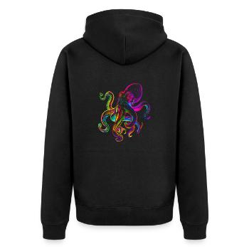 octopus octopuses funny colorfull - Unisex Premium Organic Zip Hoodie - black - Back - Nico (187cm)