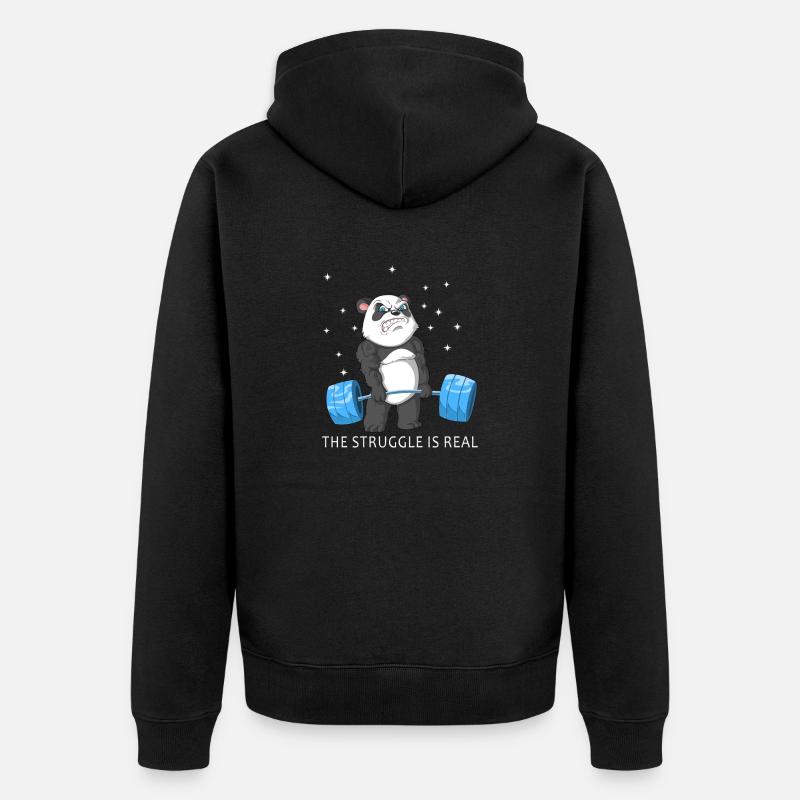 der Kampf ist echter Panda - Unisex Premium Bio Zip Hoodie - Schwarz