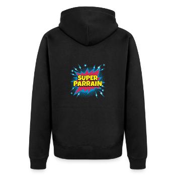 Super Parrain super héro superparrain - Veste à capuche bio Premium Unisexe - noir - Dos - Nico (187cm)