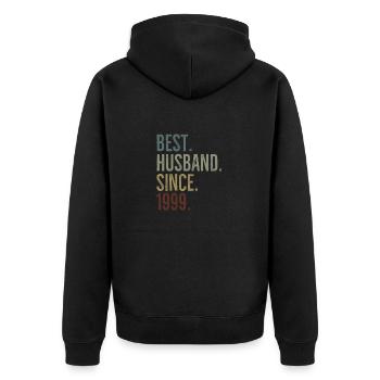 Bester Ehemann seit 1999 - Unisex Premium Bio Zip Hoodie - Schwarz - Hinten - Nico (187cm)