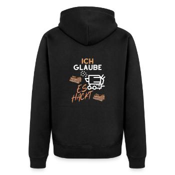 Ich glaube es hackt - Unisex Premium Bio Zip Hoodie - Schwarz - Hinten - Nico (187cm)
