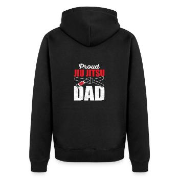 Proud Jiu Jitsu Dad Jiu Jitsu BJJ MMA Jujitsu - Unisex Premium Organic Zip Hoodie - black - Back - Nico (187cm)