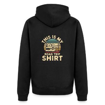 This is My Road Trip Shirt - Unisex Premium Organic Zip Hoodie - black - Back - Nico (187cm)