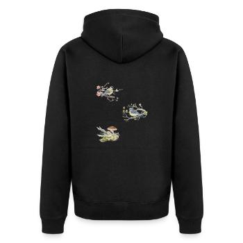 Couple aimant le dessin à l’aquarelle - Veste à capuche bio Premium Unisexe - noir - Dos - Nico (187cm)