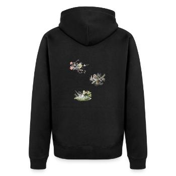 Buchfink Schwanzmeise Kohlmeise Aquarellzeichnung - Unisex Premium Bio Zip Hoodie - Schwarz - Hinten - Nico (187cm)