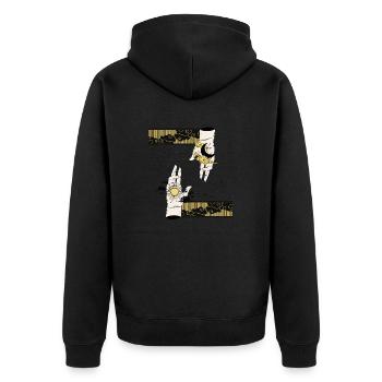 NaruSasu I sasunaru - Sonne und Mond Hände - Unisex Premium Bio Zip Hoodie - Schwarz - Hinten - Nico (187cm)