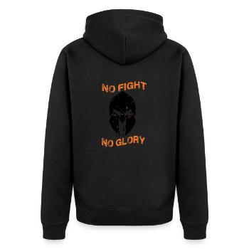 No Fight No Glory Sparta Spruch Spartanischer Helm - Unisex Premium Bio Zip Hoodie - Schwarz - Hinten - Nico (187cm)