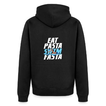 I Beat People With A Stick Swim Team Funny Swimmin - Unisex Premium Bio Zip Hoodie - Schwarz - Hinten - Nico (187cm)