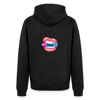 KosmetikerInnen Make-up Artist Beauty Shop - Unisex Premium Bio Zip Hoodie - Schwarz - Hinten - Nico (187cm)