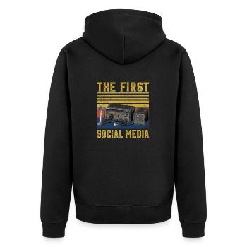 Ham Radio The First Social Media ham radio, amateu - Unisex Premium Bio Zip Hoodie - Schwarz - Hinten - Nico (187cm)