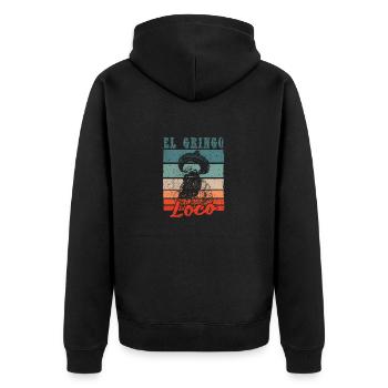 El Gringo Loco Bad Hombre Lustige Cinco De Mayo - Unisex Premium Bio Zip Hoodie - Schwarz - Hinten - Nico (187cm)