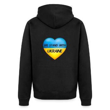 Nous sommes avec Ukraine Heart - Drapeau de l’Ukraine - Veste à capuche bio Premium Unisexe - noir - Dos - Nico (187cm)