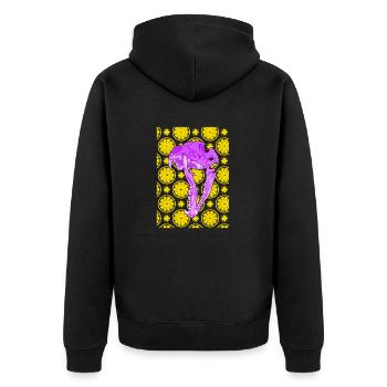 Totenkopf Kawaii Pastell Goth Festival Techno - Unisex Premium Bio Zip Hoodie - Schwarz - Hinten - Nico (187cm)