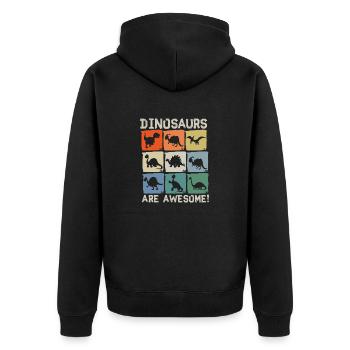 Dinosaurier sind großartig - Unisex Premium Bio Zip Hoodie - Schwarz - Hinten - Nico (187cm)