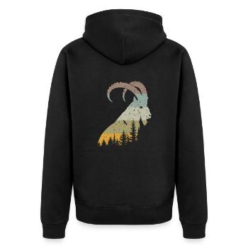Steinbock - Unisex Premium Bio Zip Hoodie - Schwarz - Hinten - Nico (187cm)