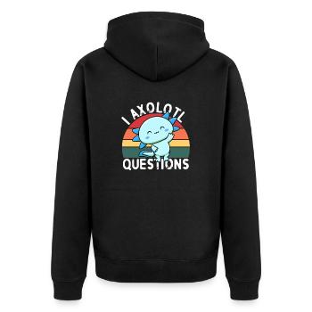 I Axolotl Questions - Unisex Premium Organic Zip Hoodie - black - Back - Nico (187cm)