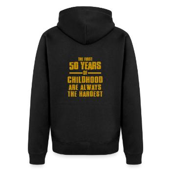 First 50 Years - Unisex Premium Organic Zip Hoodie - black - Back - Nico (187cm)