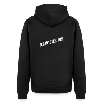 Revolution 001 - Unisex Premium Bio Zip Hoodie - Schwarz - Hinten - Nico (187cm)