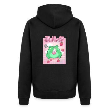 Drôle de grenouille lait de fraise Cool Amphibian Lover - Veste à capuche bio Premium Unisexe - noir - Dos - Nico (187cm)