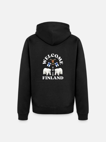 WTF oder Welcome to Finland. - Unisex Premium Bio Zip Hoodie - Schwarz