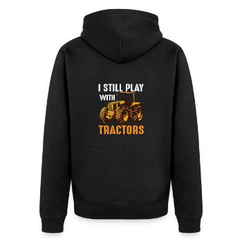 I Still Play With Tractors Animal Farming Farm Cat - Unisex Premium Bio Zip Hoodie - Schwarz - Hinten - Nico (187cm)