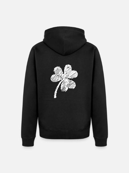 three-leaf clover white doodle - Unisex Premium Organic Zip Hoodie - black